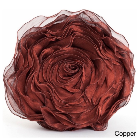 Hayley Rose Chiffon Decorative Throw Pillow With Filler, 16" Round, Copper - Picture 7 of 8